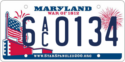 MD license plate 6AC0134