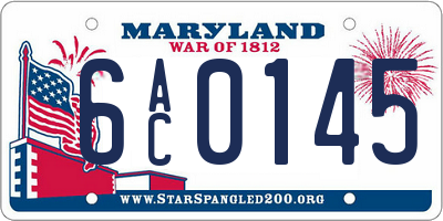 MD license plate 6AC0145