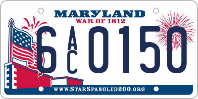 MD license plate 6AC0150