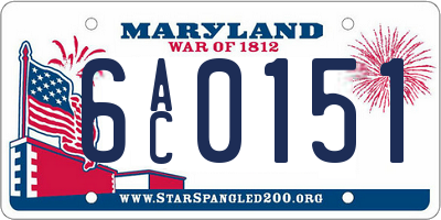 MD license plate 6AC0151