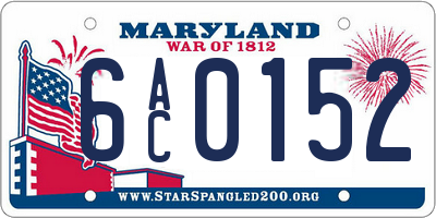 MD license plate 6AC0152