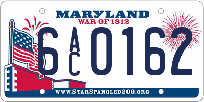 MD license plate 6AC0162