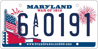 MD license plate 6AC0191