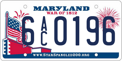 MD license plate 6AC0196