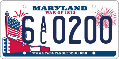 MD license plate 6AC0200