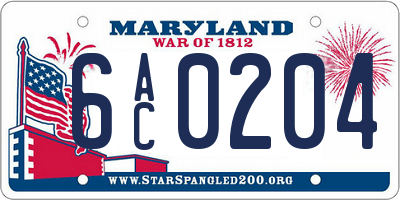 MD license plate 6AC0204