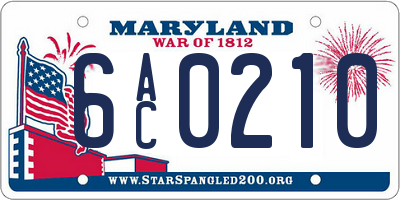 MD license plate 6AC0210