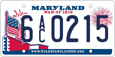 MD license plate 6AC0215