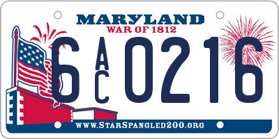 MD license plate 6AC0216