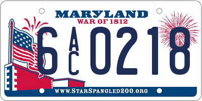 MD license plate 6AC0218