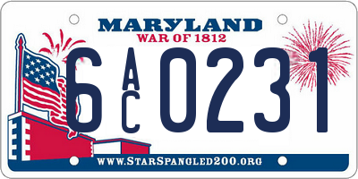 MD license plate 6AC0231