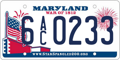 MD license plate 6AC0233