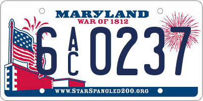 MD license plate 6AC0237