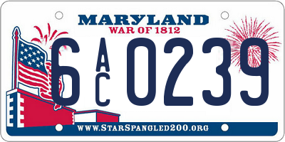 MD license plate 6AC0239