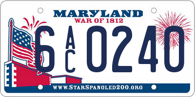 MD license plate 6AC0240