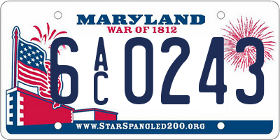 MD license plate 6AC0243