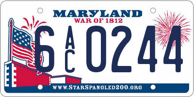 MD license plate 6AC0244