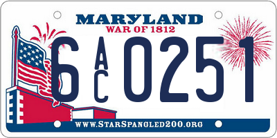 MD license plate 6AC0251