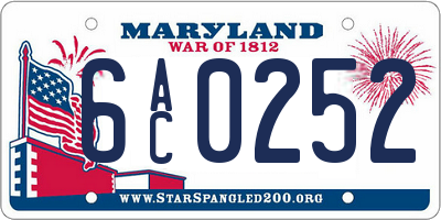 MD license plate 6AC0252