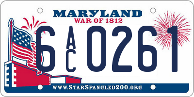 MD license plate 6AC0261