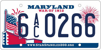 MD license plate 6AC0266