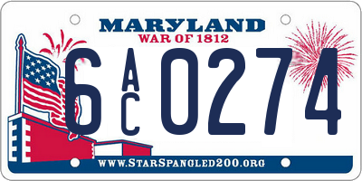 MD license plate 6AC0274