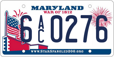 MD license plate 6AC0276