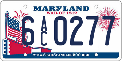 MD license plate 6AC0277