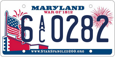 MD license plate 6AC0282