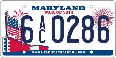 MD license plate 6AC0286