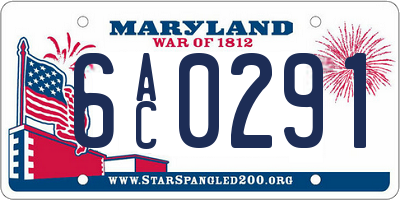 MD license plate 6AC0291