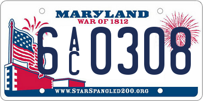 MD license plate 6AC0308