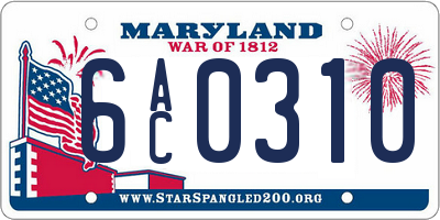 MD license plate 6AC0310