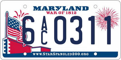MD license plate 6AC0311