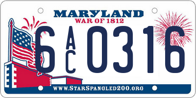 MD license plate 6AC0316