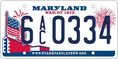 MD license plate 6AC0334