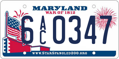 MD license plate 6AC0347