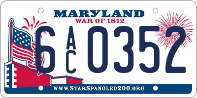 MD license plate 6AC0352