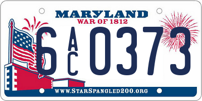 MD license plate 6AC0373