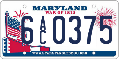 MD license plate 6AC0375