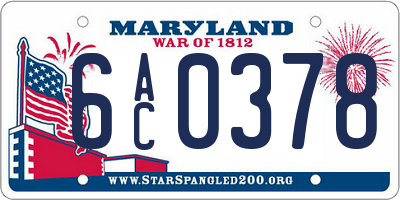 MD license plate 6AC0378