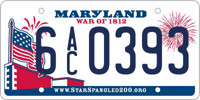 MD license plate 6AC0393