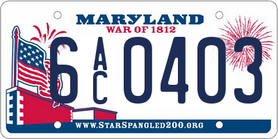 MD license plate 6AC0403