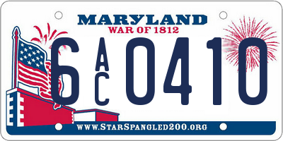 MD license plate 6AC0410