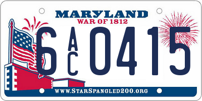 MD license plate 6AC0415
