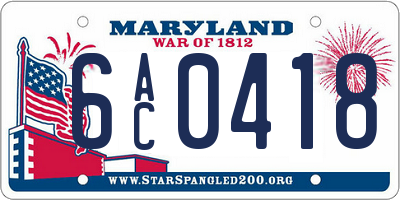 MD license plate 6AC0418