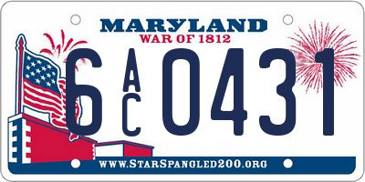 MD license plate 6AC0431