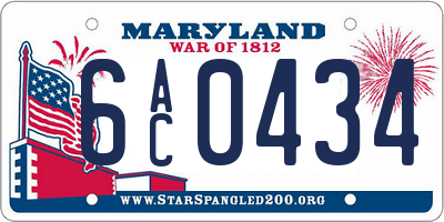 MD license plate 6AC0434
