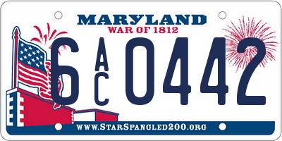 MD license plate 6AC0442