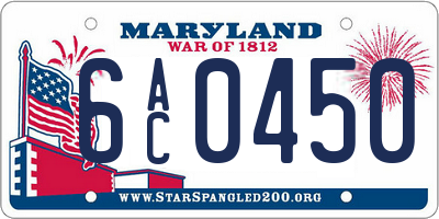 MD license plate 6AC0450